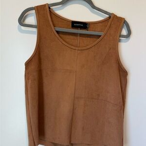 MINKPINK Suede-Look Tank Top in Chestnut Brown